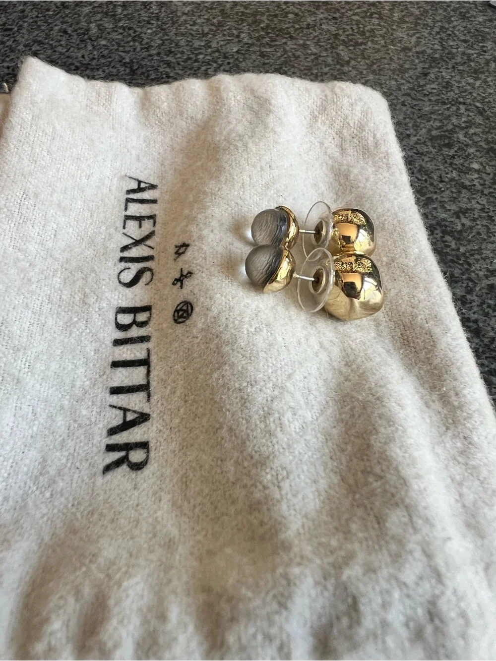 Rare Alexis Bittar Black Liquid Lucite front-back stud earrings